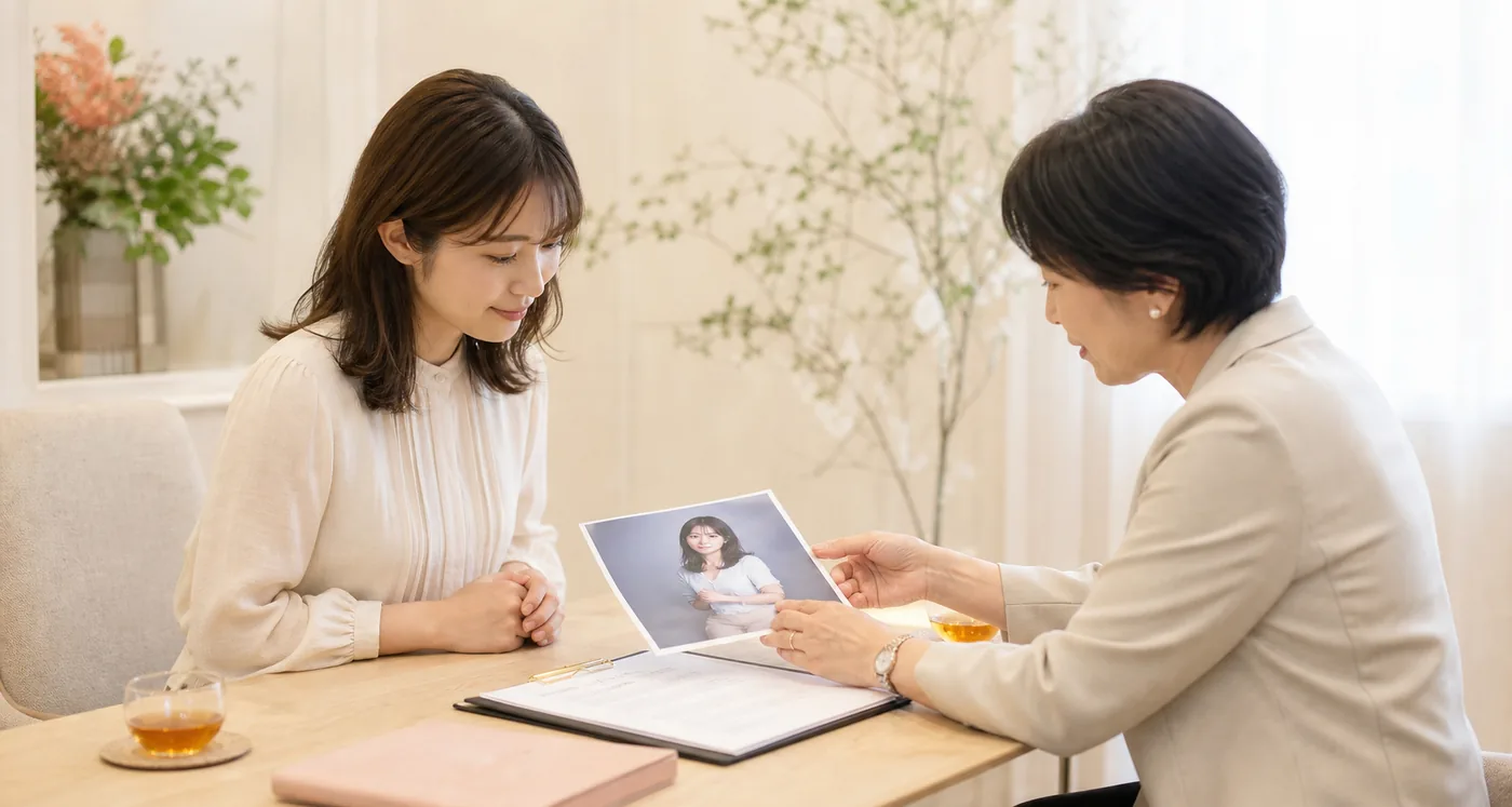 無料カウンセリングでこれまでの活動を伺う様子